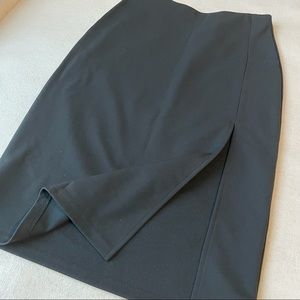 Black stretch midi skirt